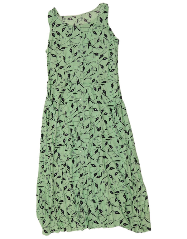 Vintage Womens Maxi Sundress UK 12 Medium Green Floral Viscose