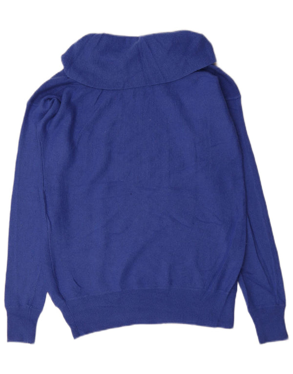 Reiss Womens Oversized Roll Neck Jumper Sweater UK 10 Small Blue Viscose