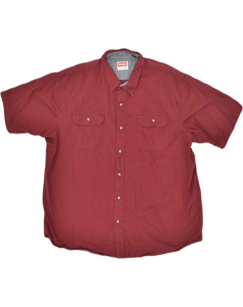 WRANGLER Mens Short Sleeve Shirt 2XL Burgundy Cotton | Vintage Wrangler | Thrift | Second-Hand Wrangler | Used Clothing | Messina Hembry 