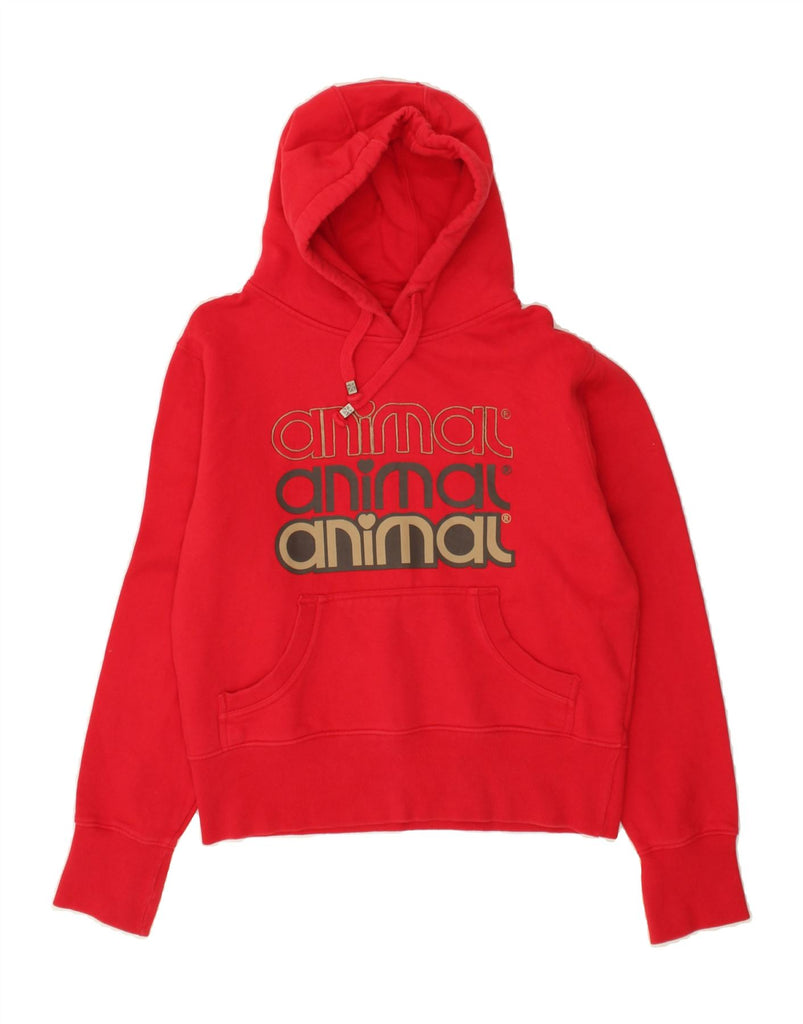 ANIMAL Womens Graphic Hoodie Jumper UK 14 Large Red Cotton | Vintage Animal | Thrift | Second-Hand Animal | Used Clothing | Messina Hembry 