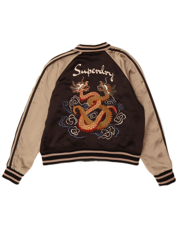 Superdry Womens Graphic Tracksuit Top Jacket UK 16 Large Brown Colourblock