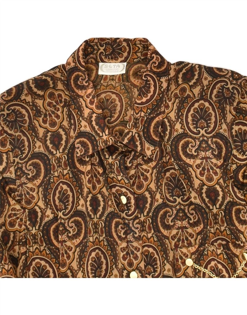 VINTAGE Womens Shirt Blouse IT 50 XL Brown Paisley Acetate Vintage Vintage and Second-Hand Vintage from Messina Hembry 