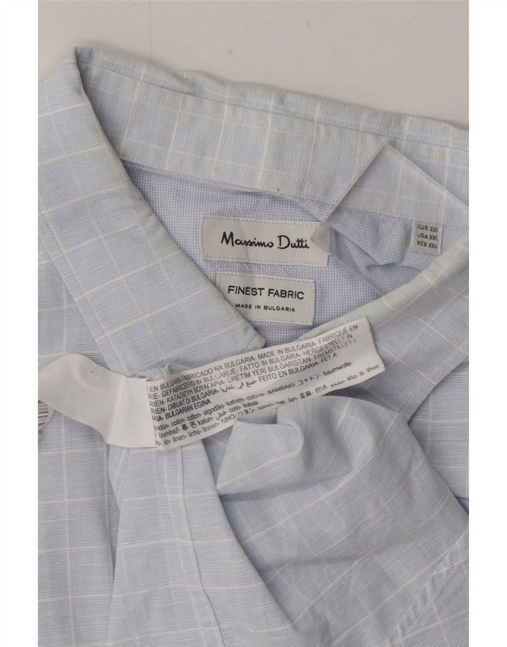 Massimo Dutti Mens Shirt 2XL Blue Check Cotton