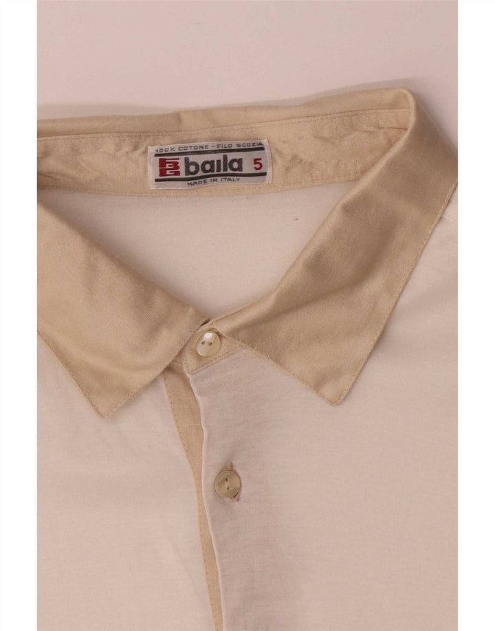 Baila Mens Polo Shirt Small Beige Colourblock Cotton