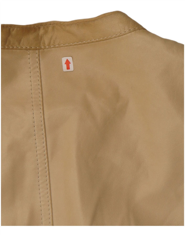Valentino Womens Crop Leather Jacket IT 40 Small Beige Leather