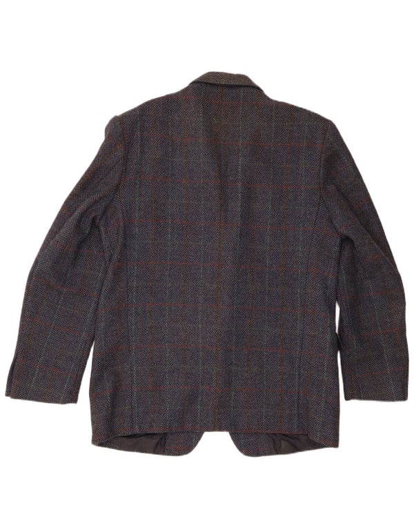 Vintage Mens 2 Button Blazer Jacket IT 54 2XL Navy Blue Houndstooth