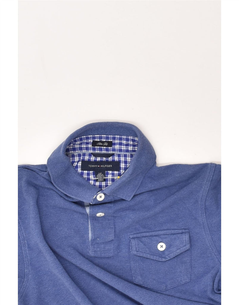 TOMMY HILFIGER Mens Slim Fit Polo Shirt Small Navy Blue Cotton | Vintage Tommy Hilfiger | Thrift | Second-Hand Tommy Hilfiger | Used Clothing | Messina Hembry 