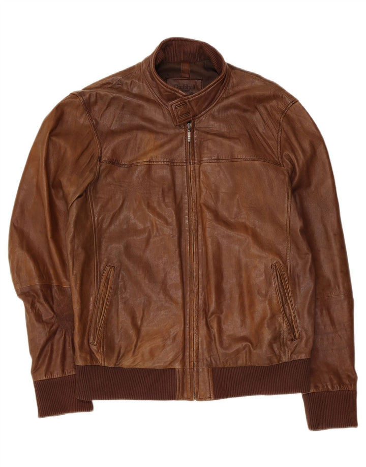 Conbipel Mens Leather Jacket IT 54 2XL Brown Leather
