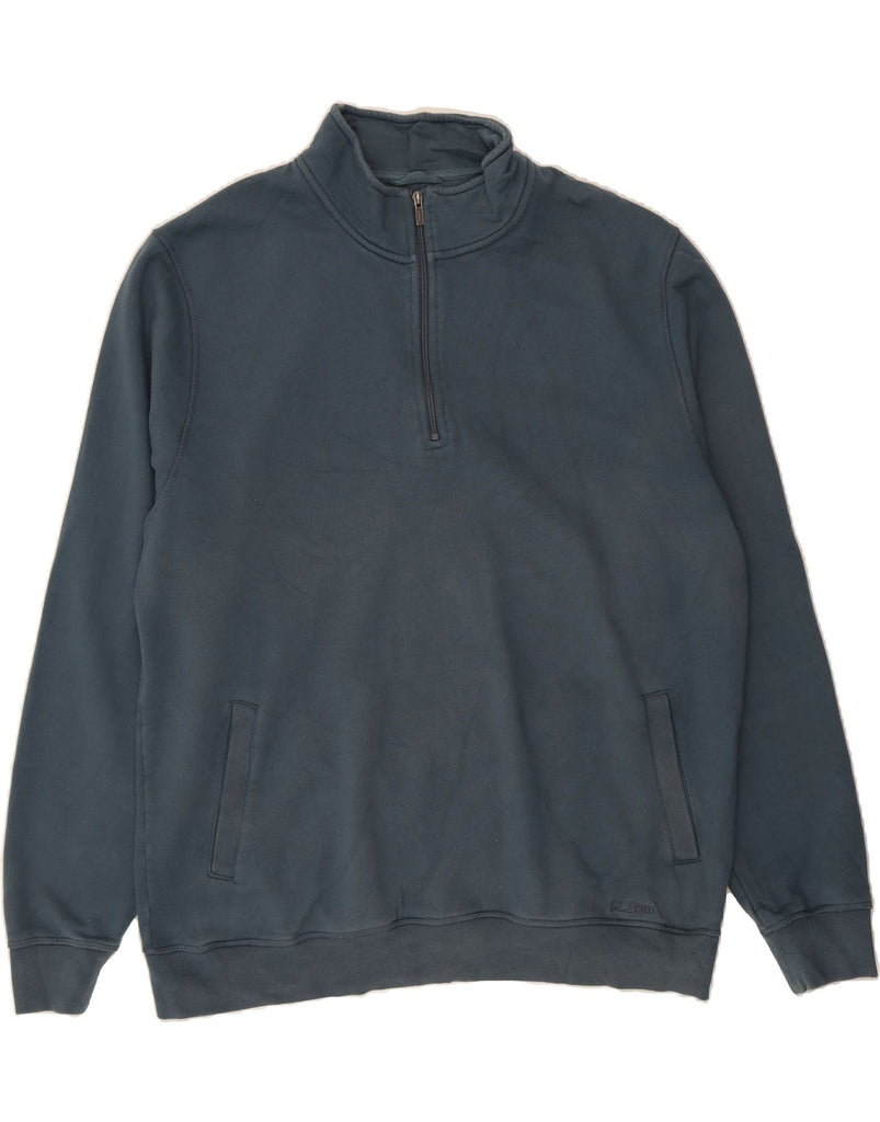 L.L.BEAN Mens Traditional Fit Zip Neck Sweatshirt Jumper XL Blue Cotton Vintage L.L.Bean and Second-Hand L.L.Bean from Messina Hembry 