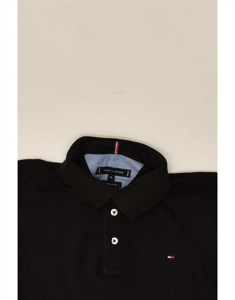 TOMMY HILFIGER Womens Polo Shirt UK 14 Medium Black Cotton | Vintage Tommy Hilfiger | Thrift | Second-Hand Tommy Hilfiger | Used Clothing | Messina Hembry 