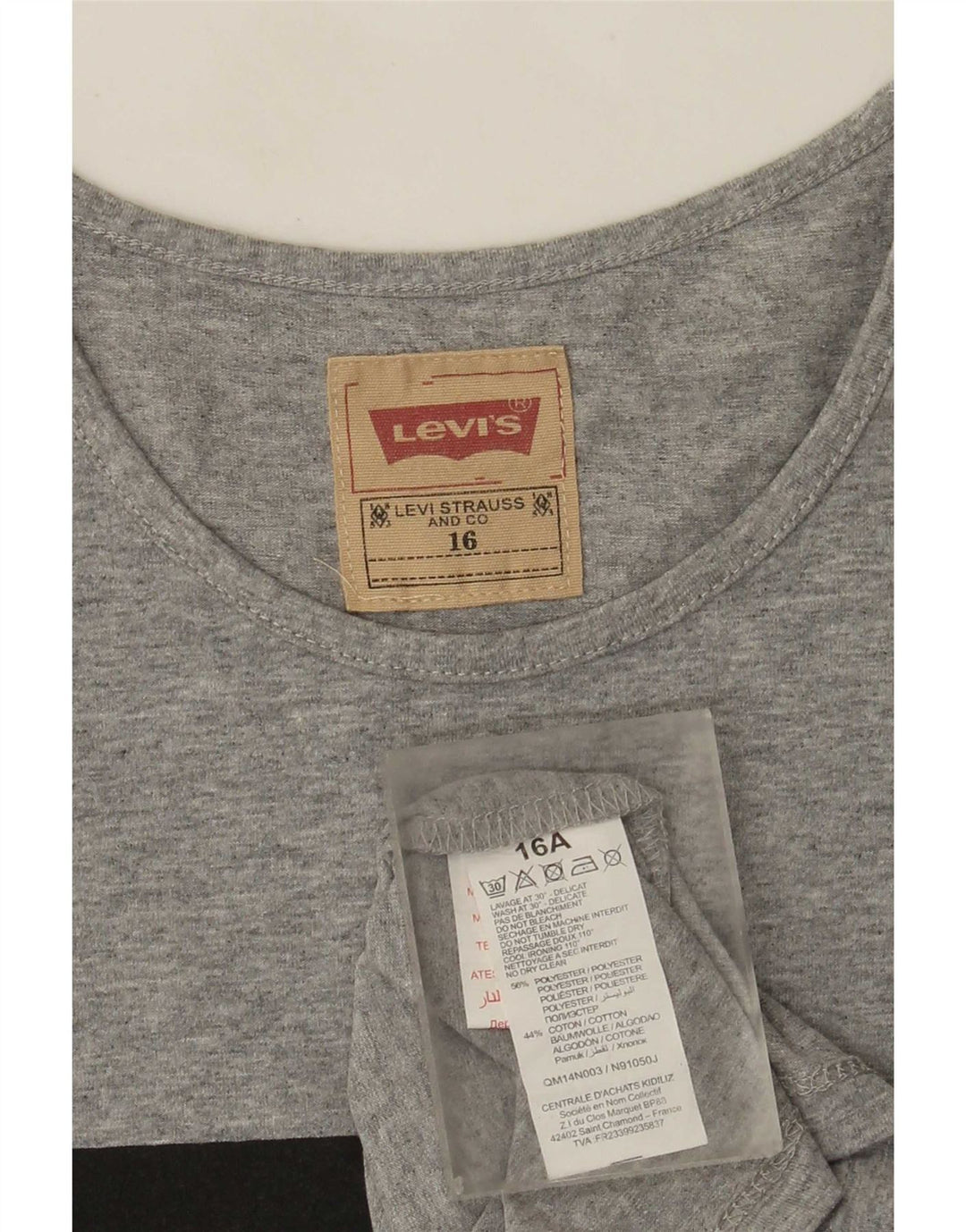 Levi's Girls Graphic T-Shirt Top 15-16 Years Grey Flecked Polyester