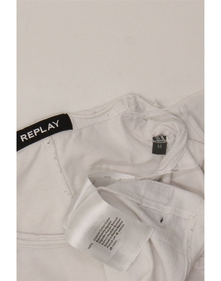Replay Mens T-Shirt Top Medium White Cotton