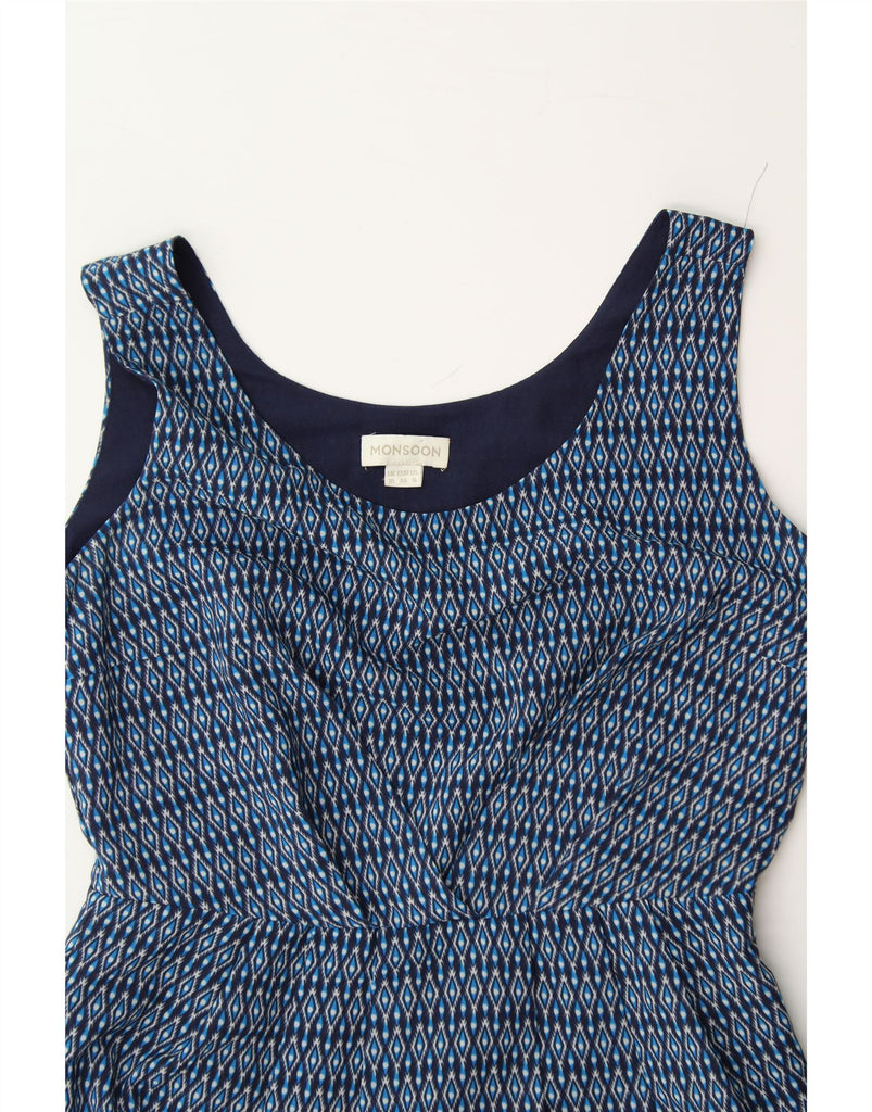 MONSOON Womens Sheath Dress UK 10 Small Navy Blue Argyle/Diamond Vintage Monsoon and Second-Hand Monsoon from Messina Hembry 