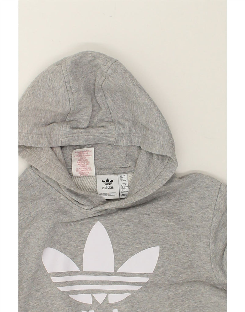 ADIDAS Boys Graphic Hoodie Jumper 12-13 Years Grey Cotton | Vintage Adidas | Thrift | Second-Hand Adidas | Used Clothing | Messina Hembry 