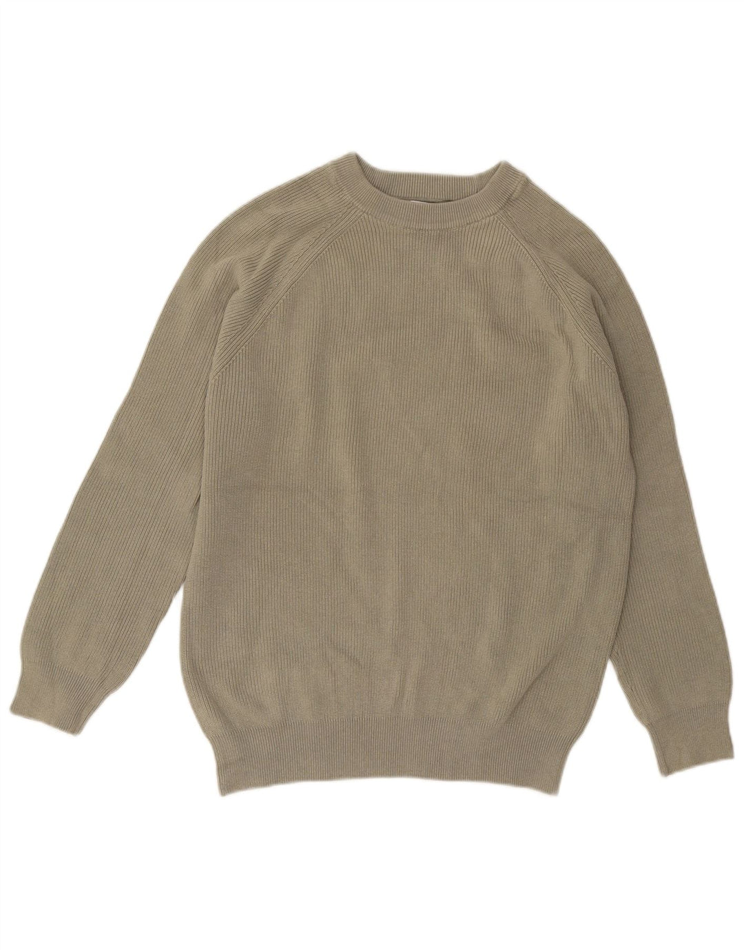 Zara Mens Crew Neck Jumper Sweater Large Khaki Cotton