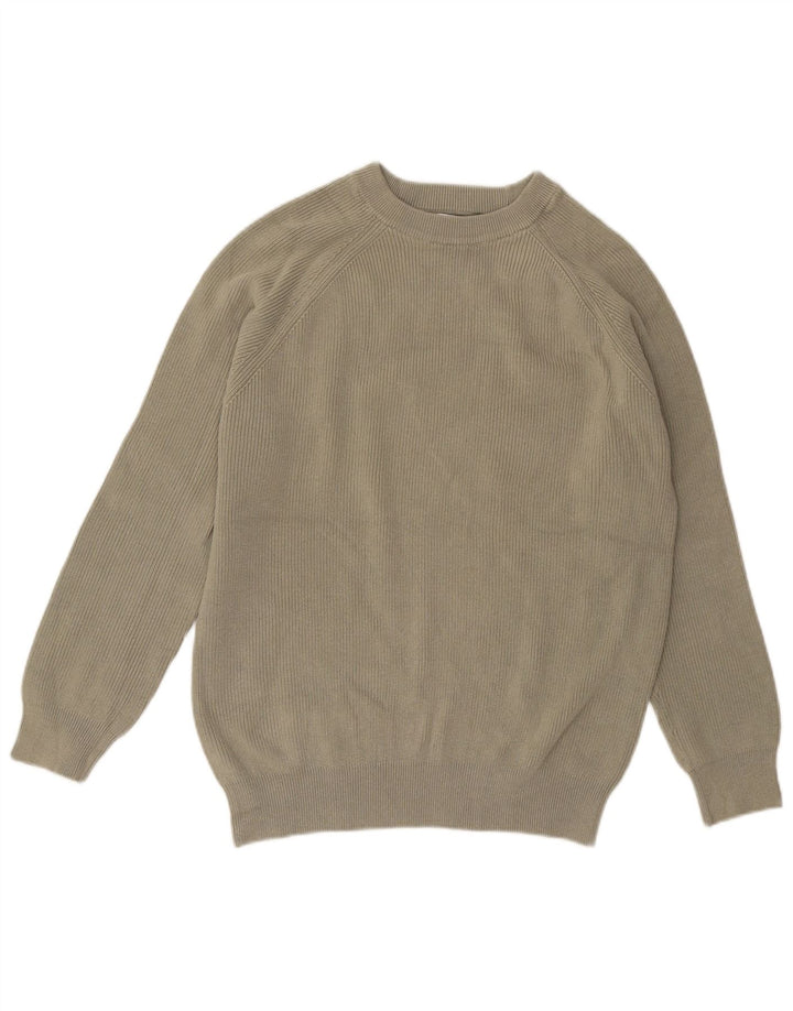 Zara Mens Crew Neck Jumper Sweater Large Khaki Cotton