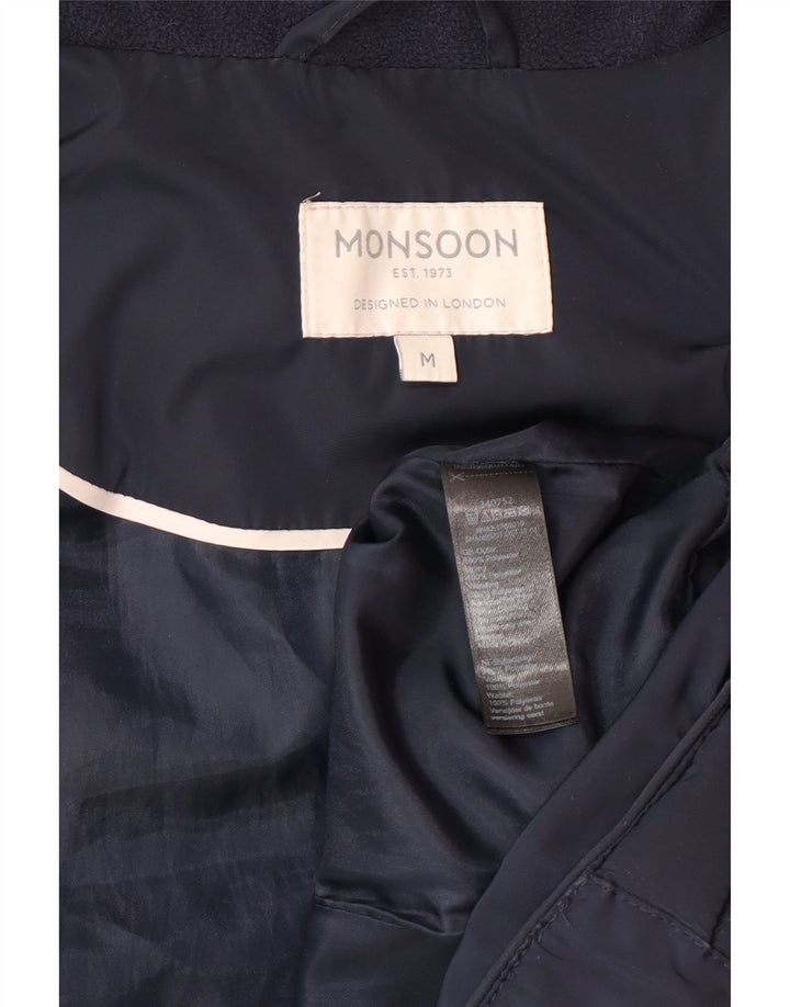 Monsoon Womens Padded Gilet UK 14 Medium Navy Blue Polyester