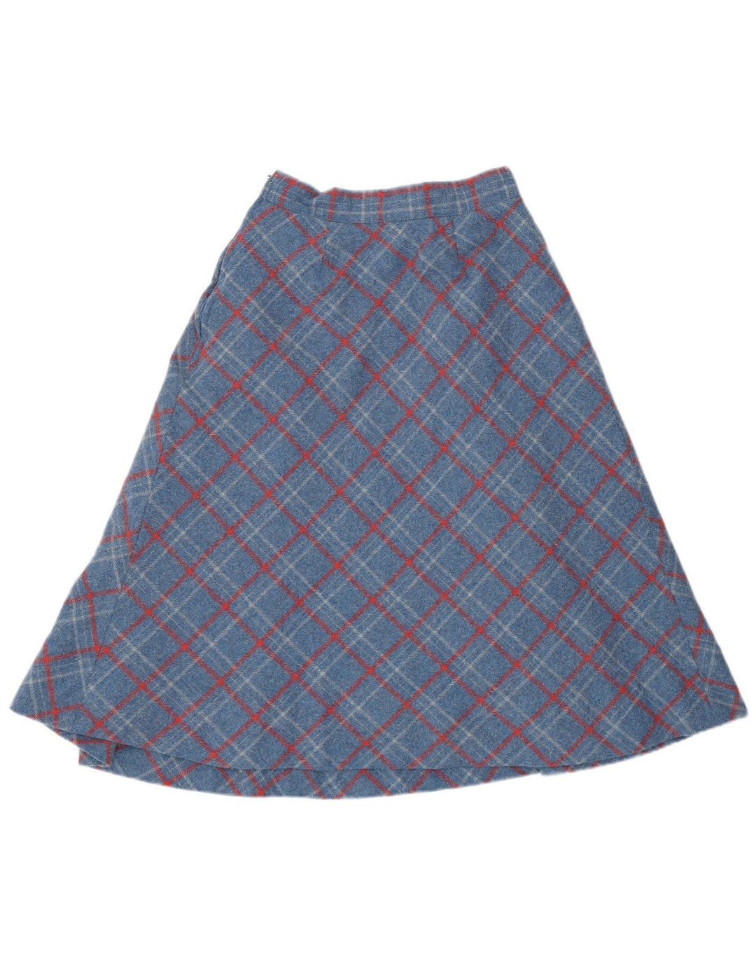 VINTAGE Womens High Waist A-Line Skirt W24 XS Blue Check