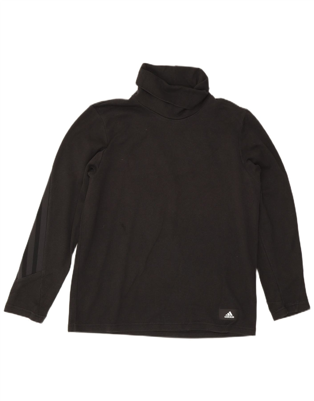 Adidas Mens Roll Neck Top Long Sleeve Medium Black Cotton