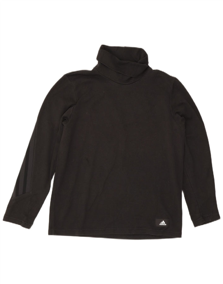 Adidas Mens Roll Neck Top Long Sleeve Medium Black Cotton