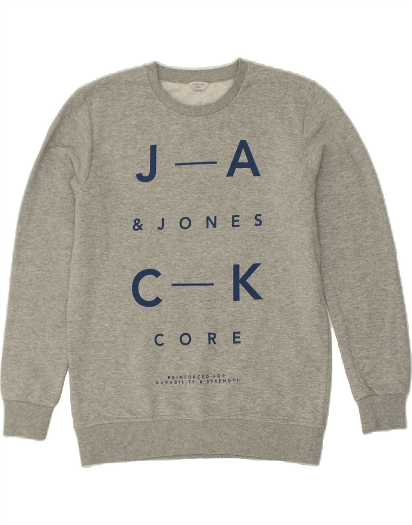 JACK & JONES Mens Graphic Sweatshirt Jumper Large Grey Cotton | Vintage Jack & Jones | Thrift | Second-Hand Jack & Jones | Used Clothing | Messina Hembry 