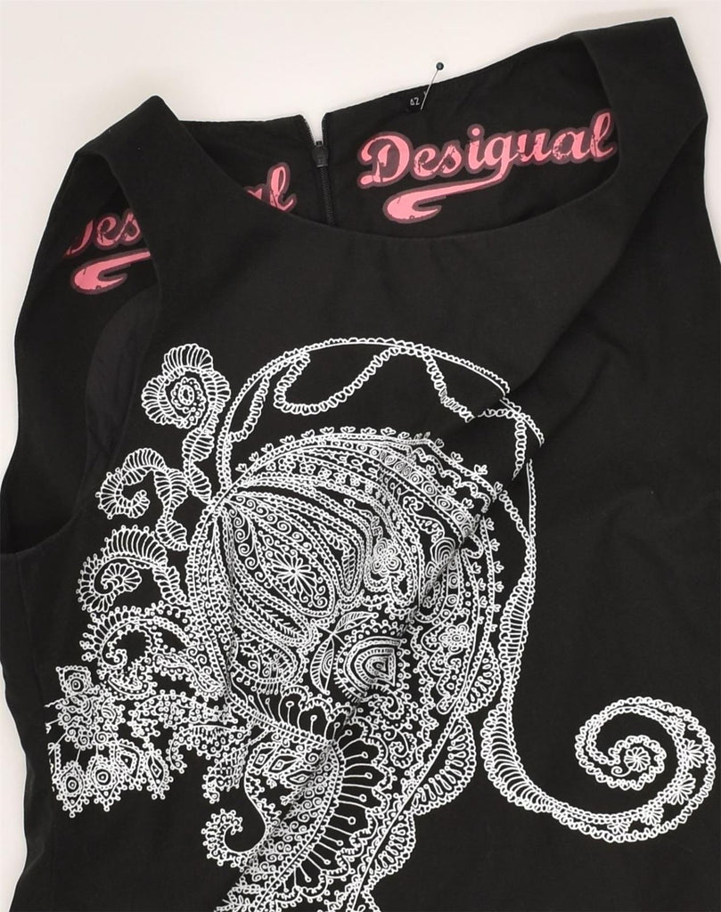 DESIGUAL Womens Graphic Sheath Dress IT 42 Medium Black Floral | Vintage Desigual | Thrift | Second-Hand Desigual | Used Clothing | Messina Hembry 