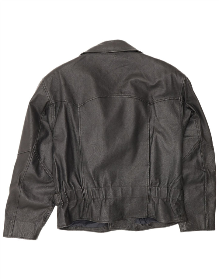 Vintage Mens Leather Biker Jacket UK 38 Medium Black Leather