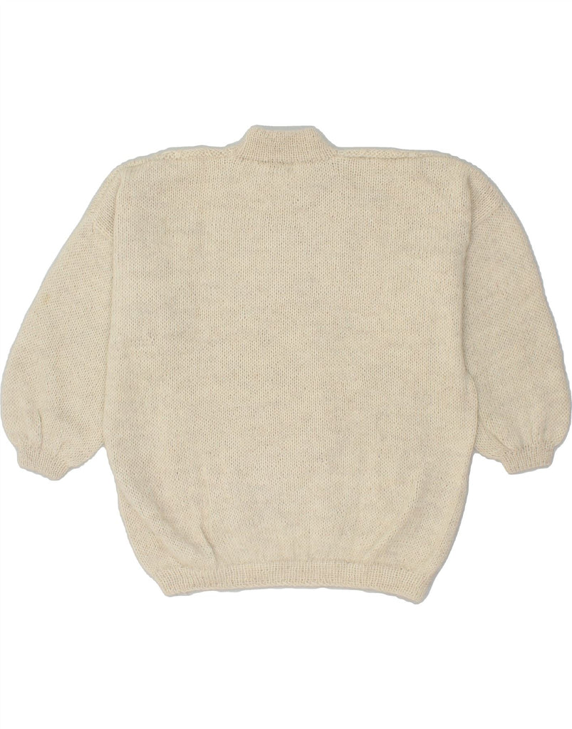 VINTAGE Womens 3/4 Sleeve Turtle Neck Jumper Sweater UK 14 Large Beige | Vintage Vintage | Thrift | Second-Hand Vintage | Used Clothing | Messina Hembry 