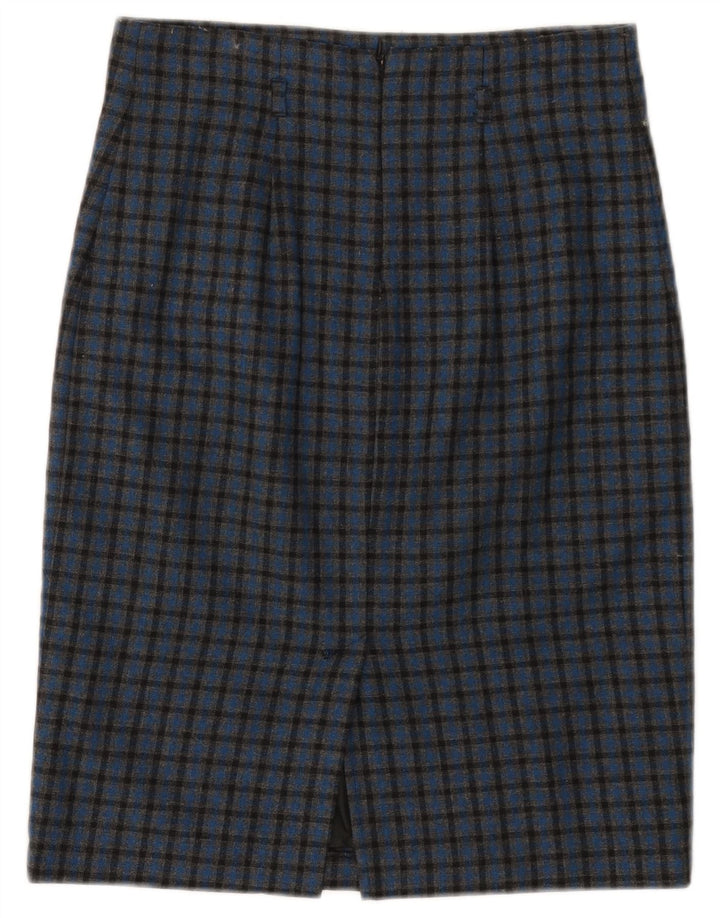 BENETTON Womens Pencil Skirt W28 Medium Blue Check