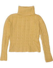 J. CREW Girls Roll Neck Jumper Sweater 8-9 Years Small Yellow Wool