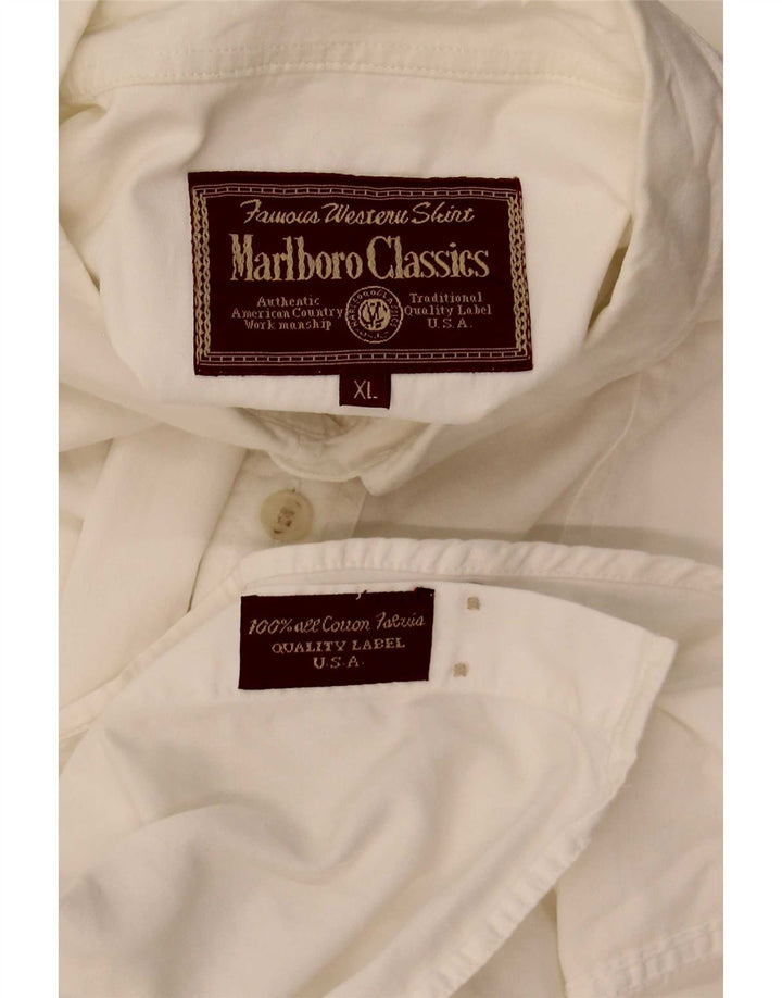 Marlboro Classics Mens Short Sleeve Shirt XL White Cotton