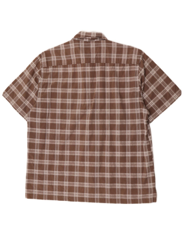Lerros Mens Short Sleeve Shirt Large Brown Check Cotton