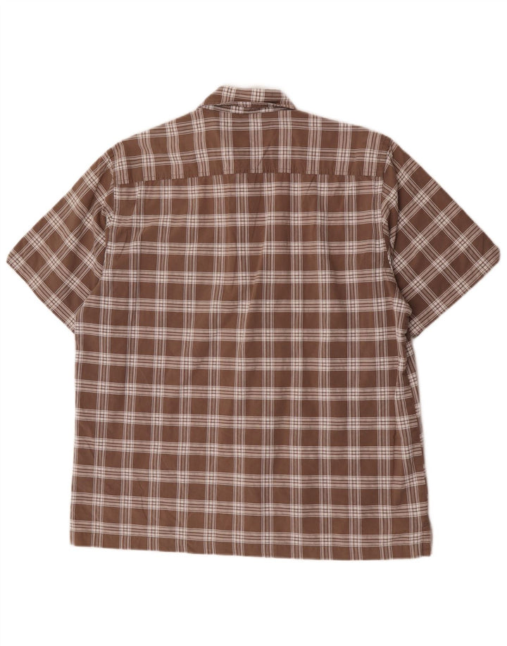Lerros Mens Short Sleeve Shirt Large Brown Check Cotton