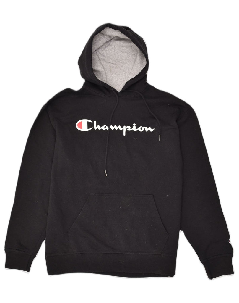 CHAMPION Mens Graphic Hoodie Jumper Large Black Cotton | Vintage Champion | Thrift | Second-Hand Champion | Used Clothing | Messina Hembry 