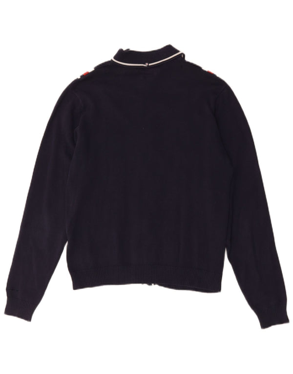 Ben Sherman Womens Oversized Cardigan Sweater UK 10 Small Navy Blue Striped