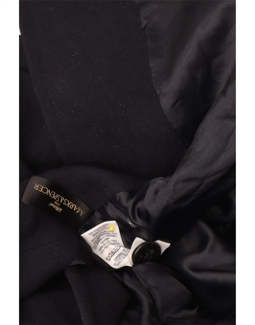 Marks & Spencer Womens Double Breasted Coat UK 10 Small Black Wool