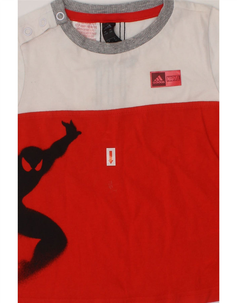 ADIDAS Baby Boys Graphic T-Shirt Top 9-12 Months Red Colourblock Cotton Vintage Adidas and Second-Hand Adidas from Messina Hembry 