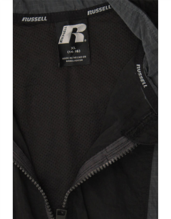 RUSSELL ATHLETIC Boys Tracksuit Top Jacket 14-15 Years XL Black Vintage Russell Athletic and Second-Hand Russell Athletic from Messina Hembry 