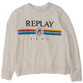 REPLAY Womens Graphic Sweatshirt Jumper UK 16 Large White