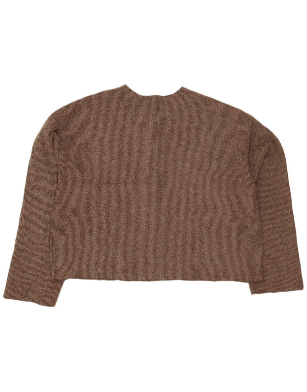Zara Womens Crop Cardigan Sweater UK 18 XL Brown Polyester