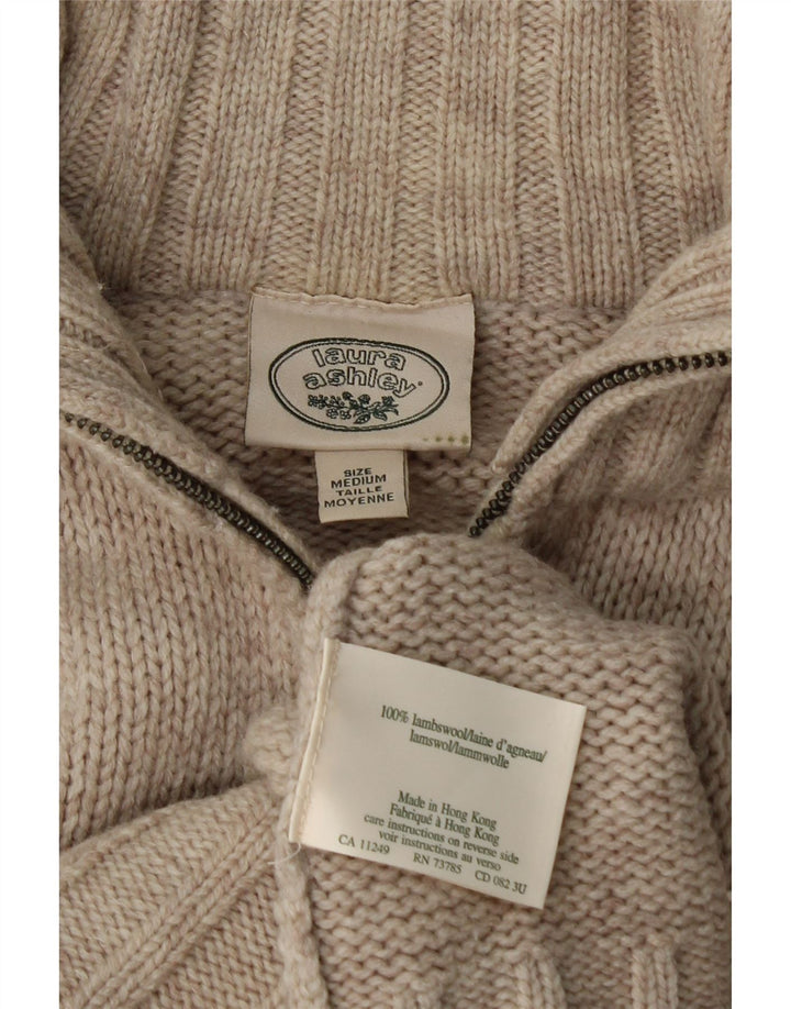 Laura Ashley Womens Cardigan Sweater UK 14 Medium Beige Wool