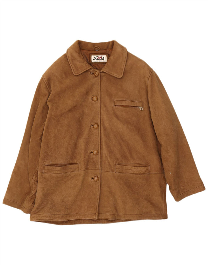 Lekra Womens Suede Jacket EU 42 Large Brown Leather