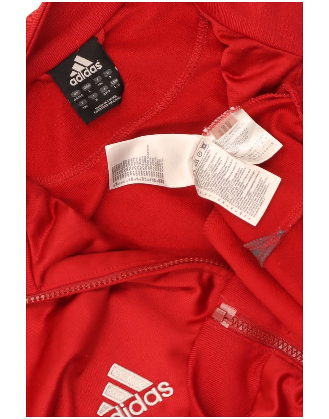 Adidas Mens Tracksuit Top Jacket UK 44/46 Large Red Colourblock Polyester