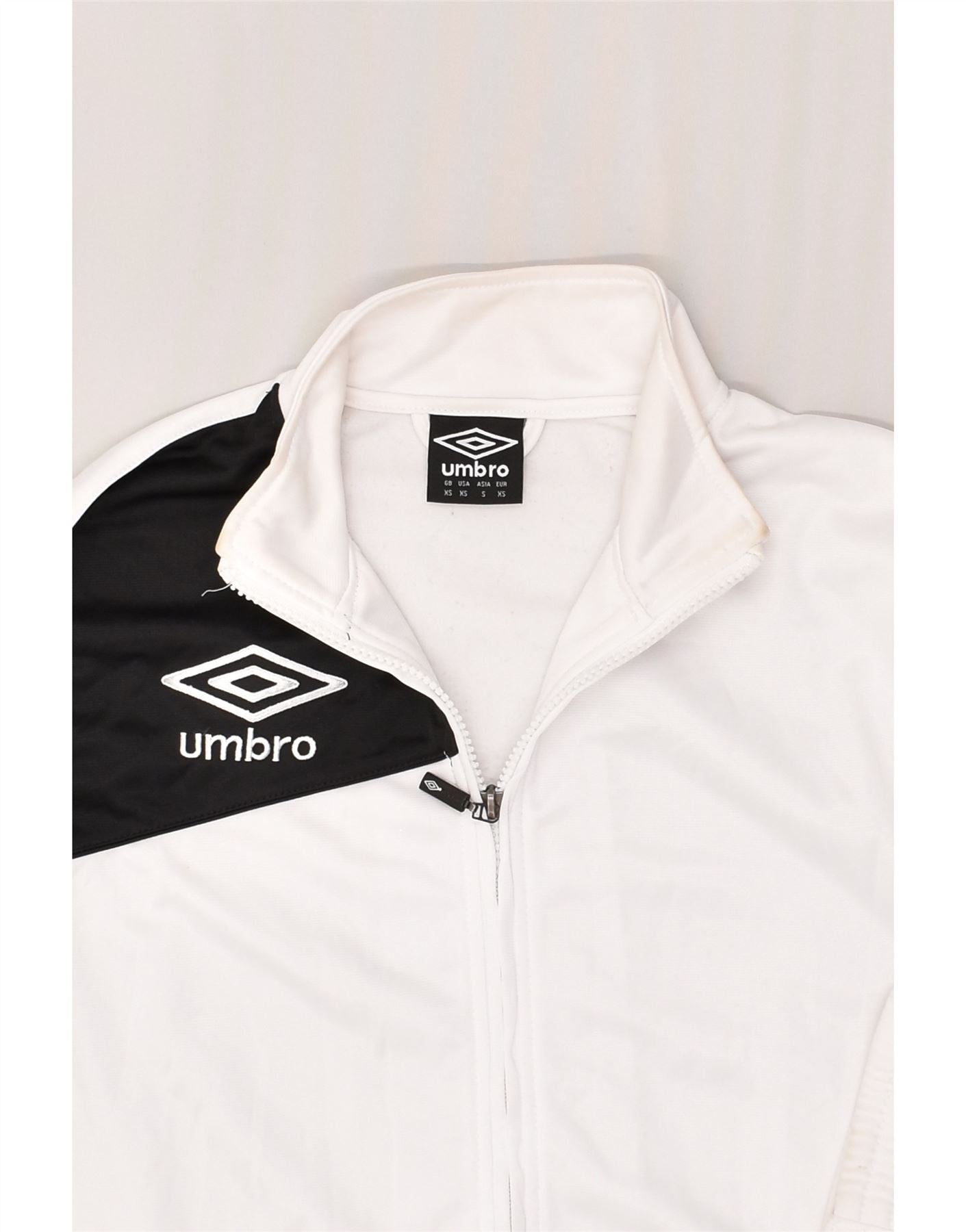 UMBRO Mens Tracksuit Top Jacket XS White Colourblock Polyester 