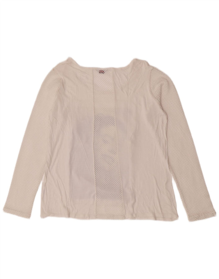 Guess Womens Graphic Top Long Sleeve UK 14 Medium White