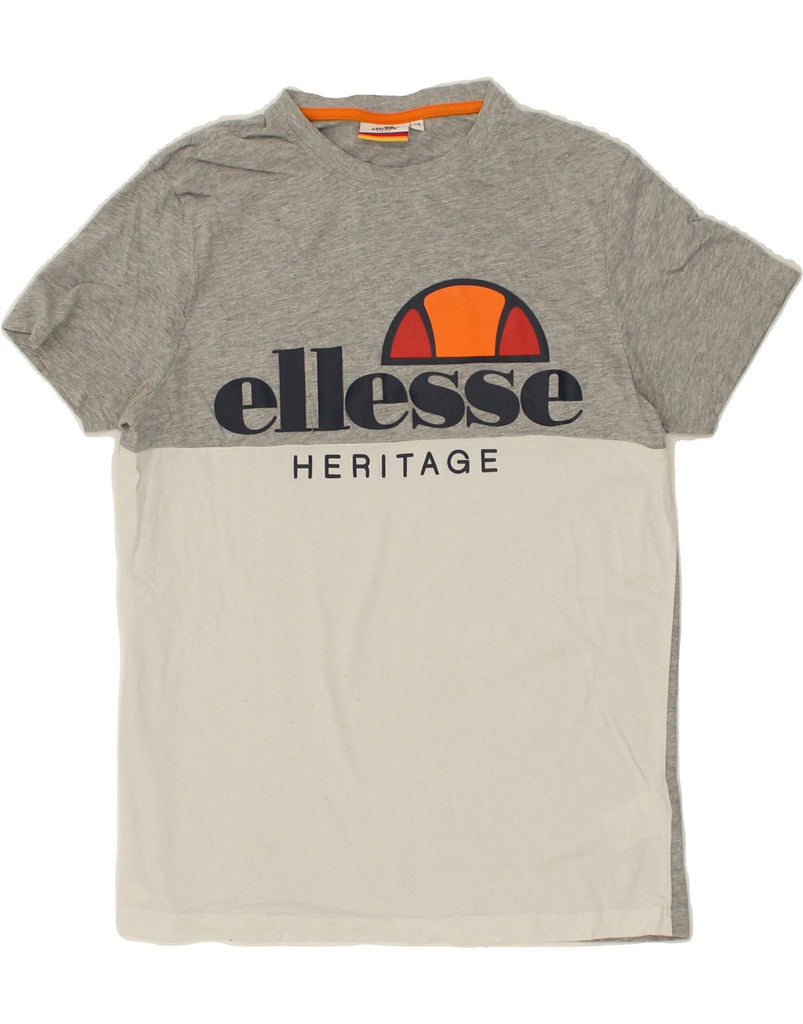 ELLESSE Mens Heritage Graphic T-Shirt Top XS Grey Colourblock | Vintage Ellesse | Thrift | Second-Hand Ellesse | Used Clothing | Messina Hembry 