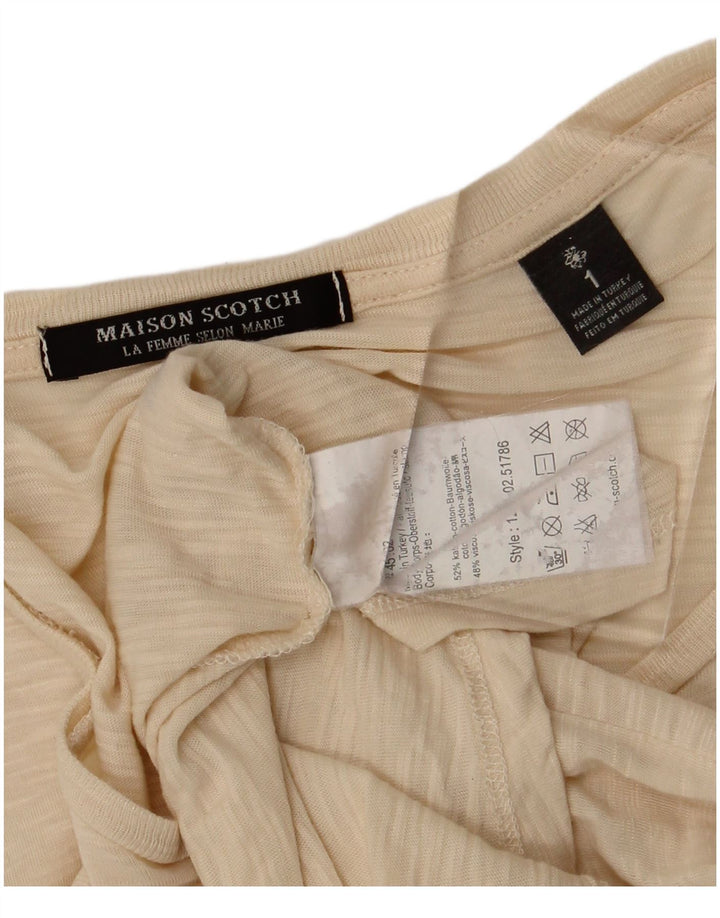 Maison Scotch Womens T-Shirt Top Size 1 Small Beige Cotton