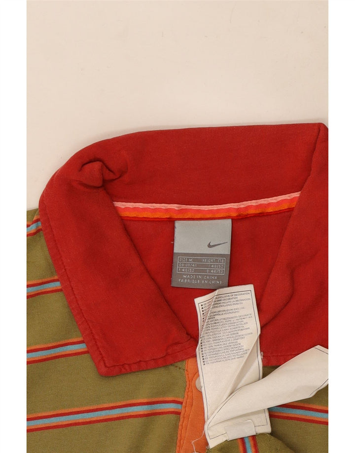 Nike Mens Polo Shirt Medium Green Striped Cotton