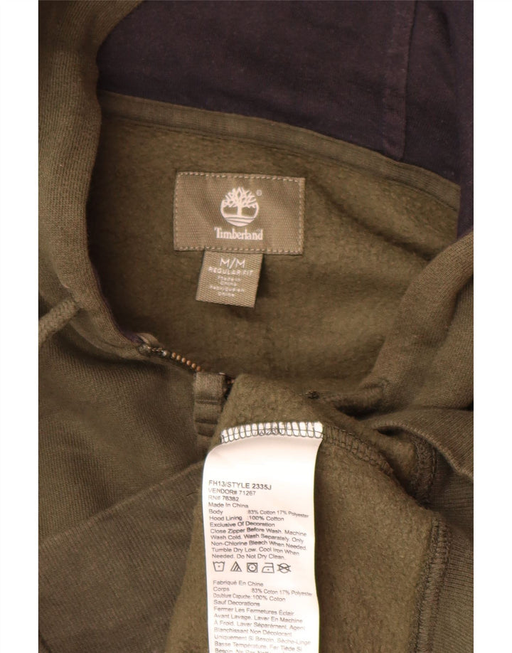 Timberland Mens Regular Fit Zip Hoodie Sweater Medium Khaki Cotton
