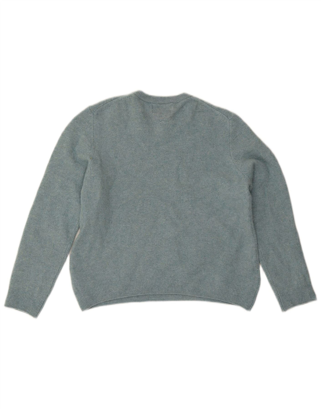 Marks & Spencer Womens Crew Neck Jumper Sweater UK 14 Large Blue Lambswool